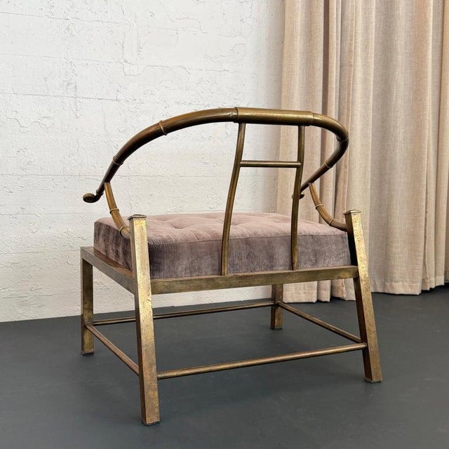 Metal 1970s Brass "Empress" Hollywood Regency Chair by Warren Lloyd for Mastercraft For Sale - Image 7 of 9
