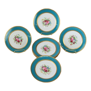 Set of 12 French Limoges Floral Decorated Porcelain Luncheon Plates C1900