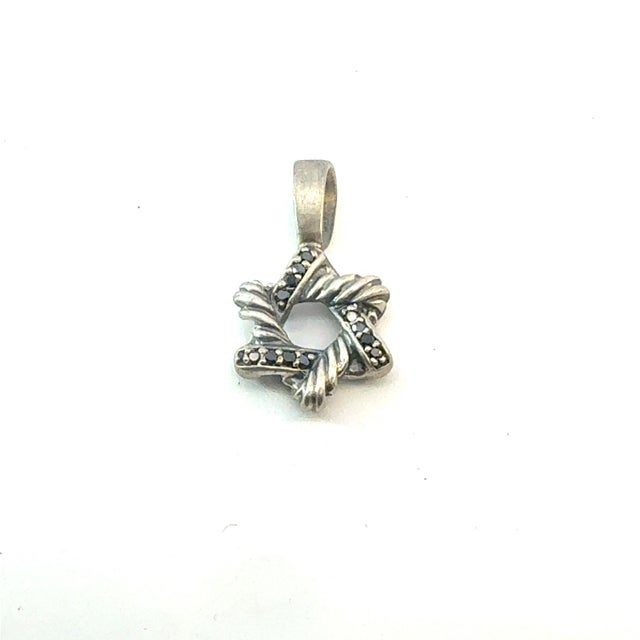 1990s David Yurman Black Diamond Star of David Pendant Sterling Silver Estate For Sale In New York - Image 6 of 7