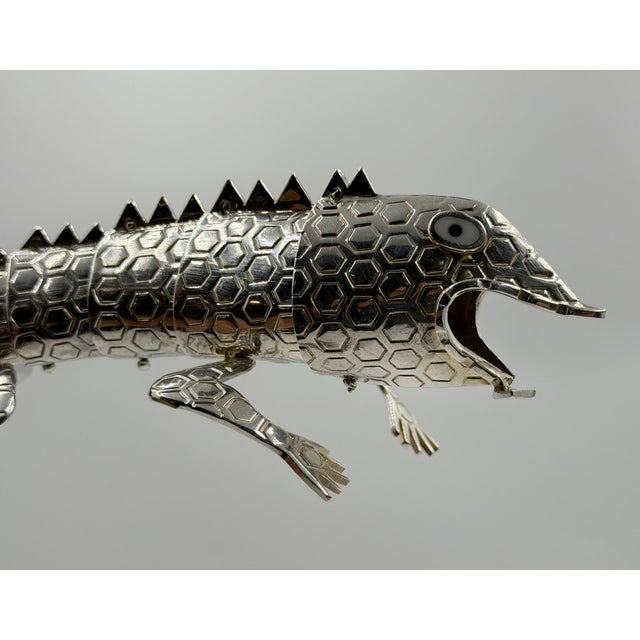 Emilia Castillo Articulated Silver-Plated Brass Lizard Sculpture, Mexico 1980's For Sale - Image 17 of 18