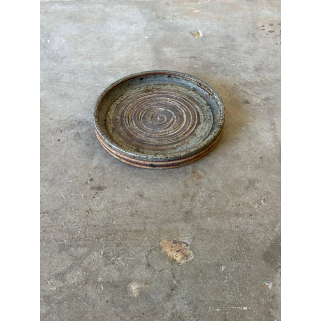 1960s Danish Studio Pottery Bowl — Hand-Thrown Stoneware, Spiral Glaze Plate S1960s For Sale - Image 5 of 8