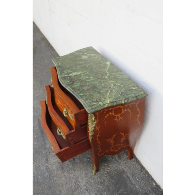 French Marble Top Bombay Serpentine Inlay Commode Dresser Bathroom Vanity 6230 For Sale - Image 12 of 17