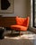 Elias Svendberg, Swedish Mid-Century Modern, Easy Chair, Wood, Red Fabric, Sweden, 1940s A shapely and rare '201 Armless...
