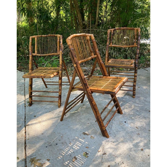 Vintage Bamboo Folding Chairs Set of 4 Chairish