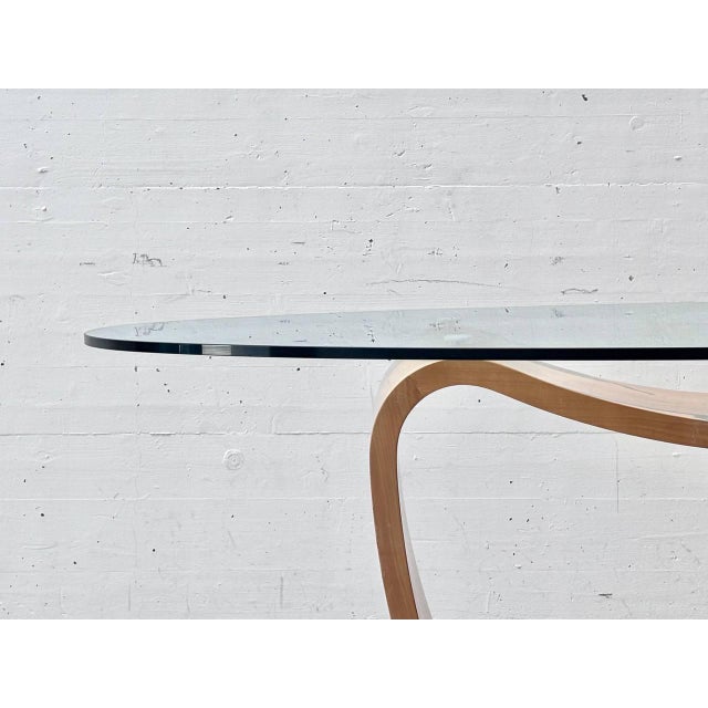 Wood Sculptural Dining Table with Inlays and Glass Top by Carlo Malnati, Italy, 1980s For Sale - Image 7 of 16