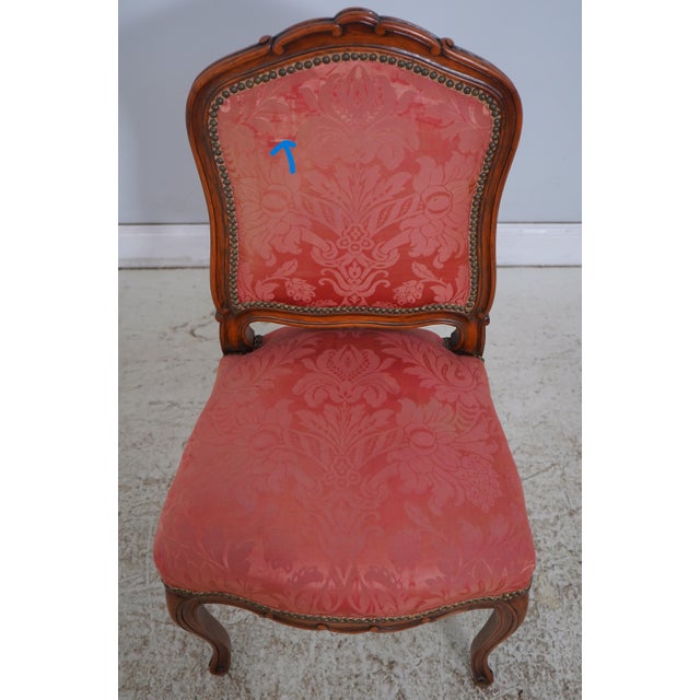 Vintage Leather Top Louis XV Style Carved Table W. 4 Chairs For Sale - Image 10 of 18