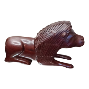 1980s Gorgeous Handcarved Rosewood Lion Figurine From Indonesia