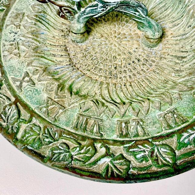 1950s Vintage English Garden Boho Chic Verdigris Green Cast Iron Sundial. For Sale - Image 6 of 12