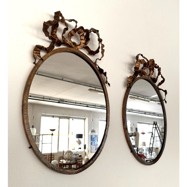 Mid-Century Modern Italian Wrought Iron Wall Mirrors, 1950s, Set of 2 For Sale - Image 13 of 18