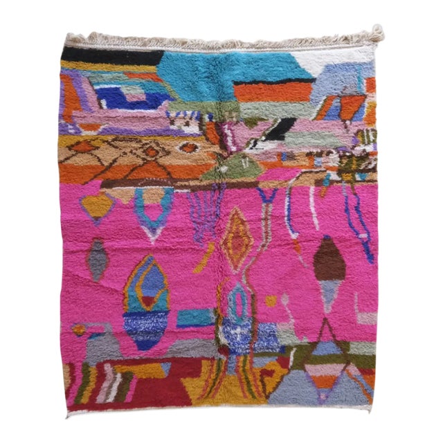 Moroccan Abstract Wool Rug 8.5 X 7.1 Ft For Sale