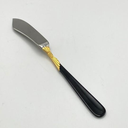 Late 20th Century Yamazaki "Lindi" Gold Accent Black Handle Stainless Complete 7-Piece Hostess Set (Gerald Patrick 18/8) For Sale In Philadelphia - Image 6 of 17