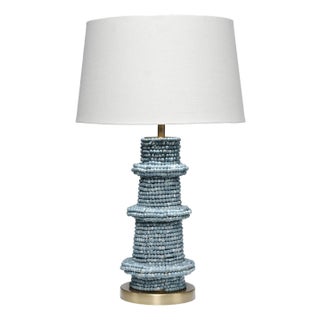 Jamie Young Rowan Table Lamp in Blue Wood Beads For Sale