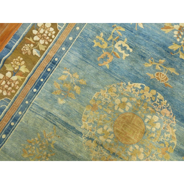 Pale Blue Antique Chinese Rug For Sale - Image 4 of 18