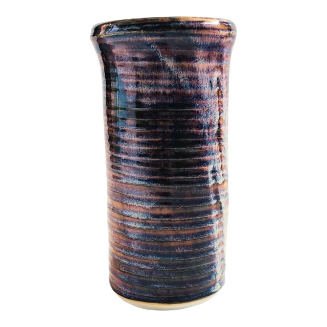 Vintage Purple Studio Pottery Vase For Sale