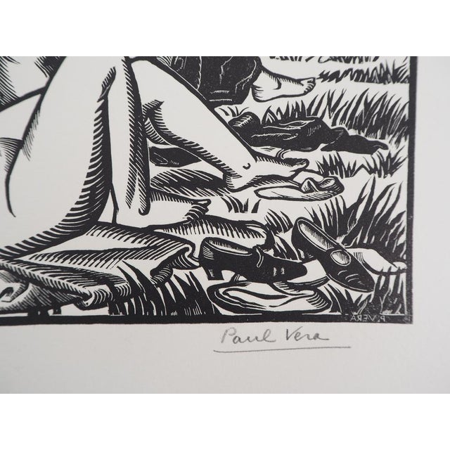 Paul VERA Bathers, 1928 Original engraved wood Signed in pencil Numbered /160 copies On vellum 32.5 x 25.5 cm Published...