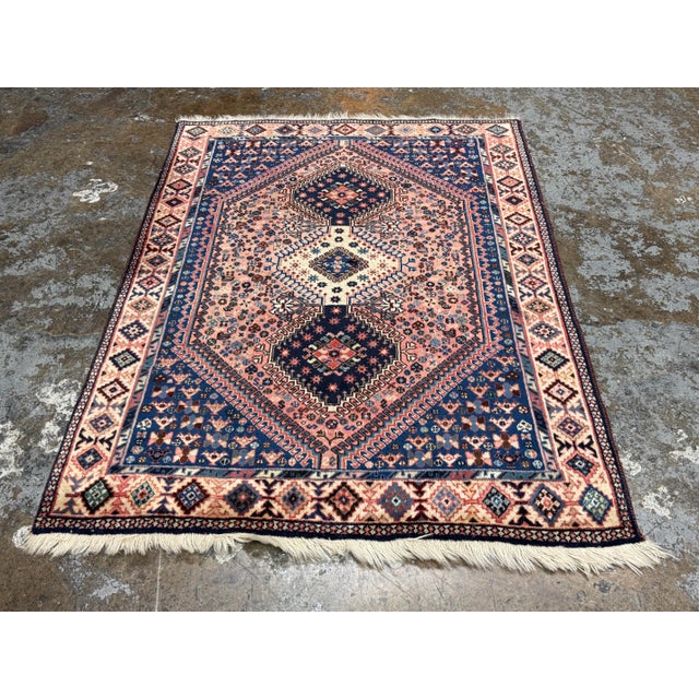 3ft 5in × 4ft 7in Hand-Knotted Wool Geometric Area Rug. Vintage For Sale - Image 4 of 12