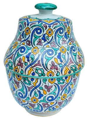 Late 20th Century Moroccan Ceramic Lidded Bowl