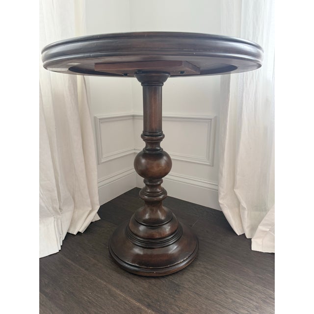 Brown Pair of Hooker Furniture Round Pedestal Accent Tables. For Sale - Image 8 of 8