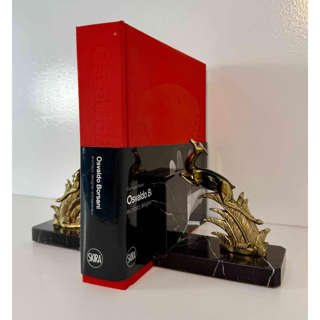 Black French Art Deco Bookends with Leaping Antelopes by Tedd, 1930s, Set of 2 For Sale - Image 8 of 11