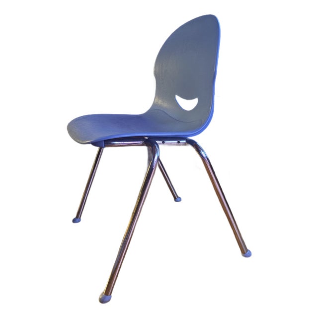 1 Vintage Herman Miller Style Chair by Virco … in Desirable … Blue …Designed by Richard Holbrook For Sale