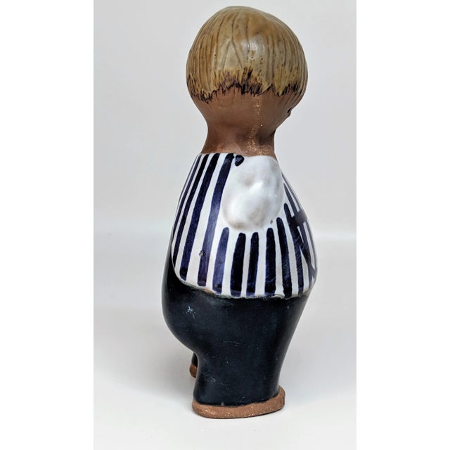 Lisa Larson Gustavsberg Sweden Malin Boy With Teddy Bear Figurine For Sale - Image 9 of 12