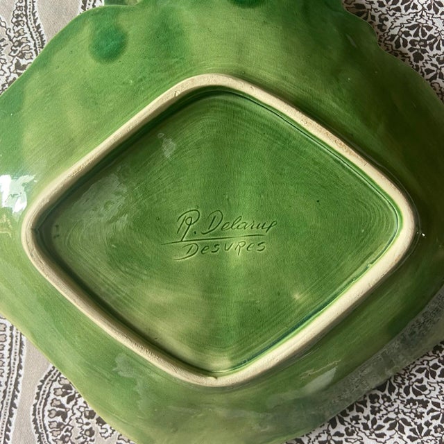 Black Vintage French Majolica Manta Ray Dish Platter, 1960 For Sale - Image 8 of 10