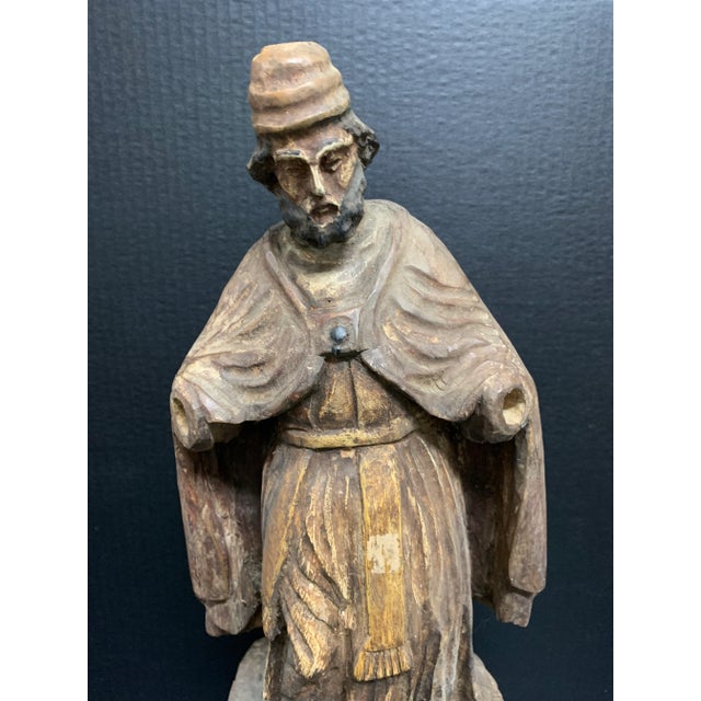 19th Century Carved Wood Religious Sculpture of Saint Augustine For Sale - Image 4 of 9