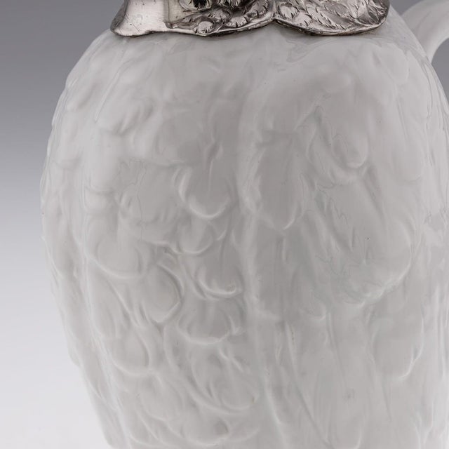 Silver Antique Cockatoo Silver and Porcelain Claret Jug from Asprey & Co, 1912 For Sale - Image 8 of 18