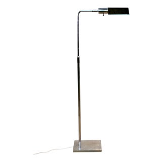Mid-Century Chrome Swing Arm Pharmacy Task Floor Lamp by Koch & Lowy (Omi) For Sale