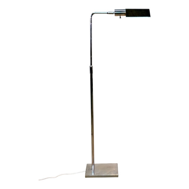 Mid-Century Chrome Swing Arm Pharmacy Task Floor Lamp by Koch & Lowy (Omi) For Sale