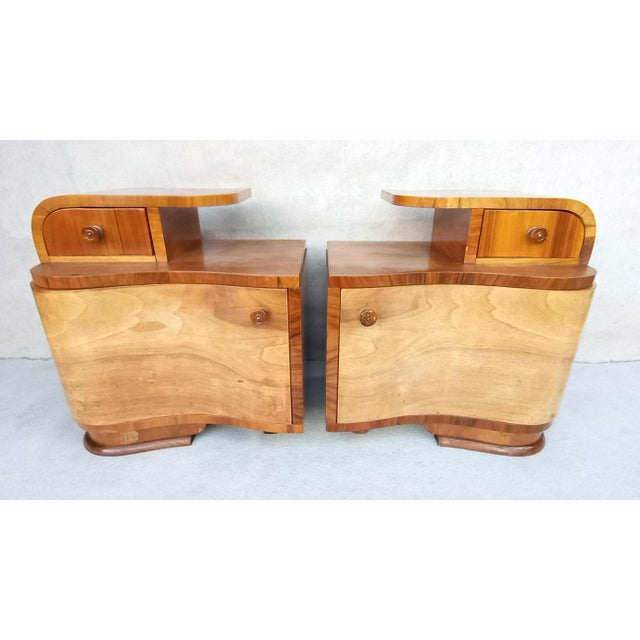 Jindrich Halabala Art Deco Bedside Tables by Jindřich Halabala for Up Závody, 1940s, Set of 2 For Sale - Image 4 of 17