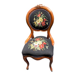 Antique Victorian Needlepoint Chair For Sale