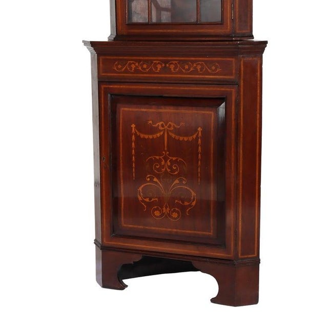 Traditional Diminutive Antique Classical Mahogany & Satinwood Inlaid Corner Cabinet C1900 For Sale - Image 3 of 13