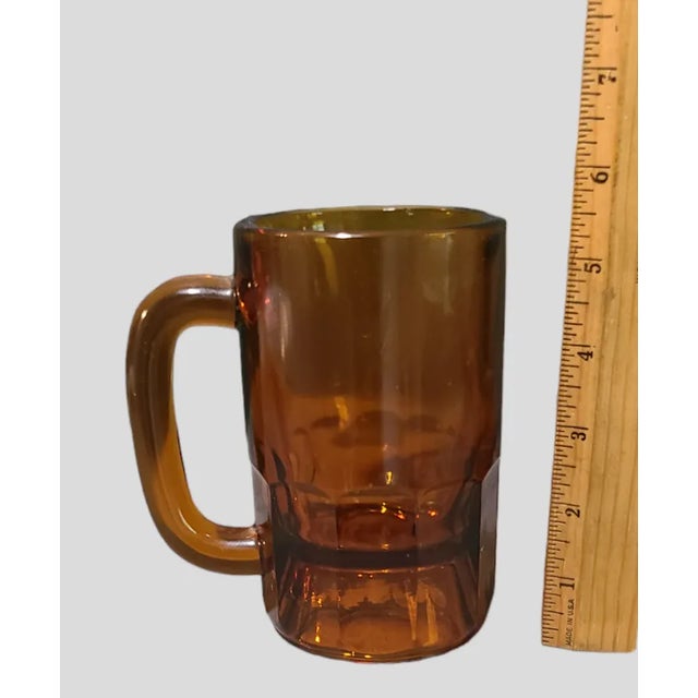 Vintage Amber Color Heavy Glass Beer Mug Tankard, measuring 5.5'' High 5'' Wide 3.25'' Deep. Good condition, great man...