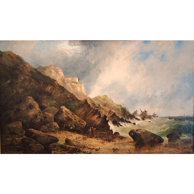 John Syer, Shipwreck on the Cornwall Coast, Oil on Canvas For Sale - Image 3 of 11