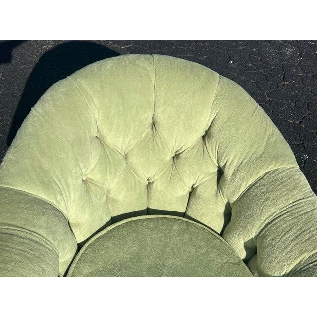 Milo Baughman Lime Green Swivel Cube Chair For Sale - Image 4 of 12