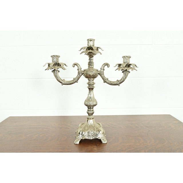 Tiffany & Co. Style Antique Victorian Silverplate Three-Light Candelabra For Sale - Image 14 of 14