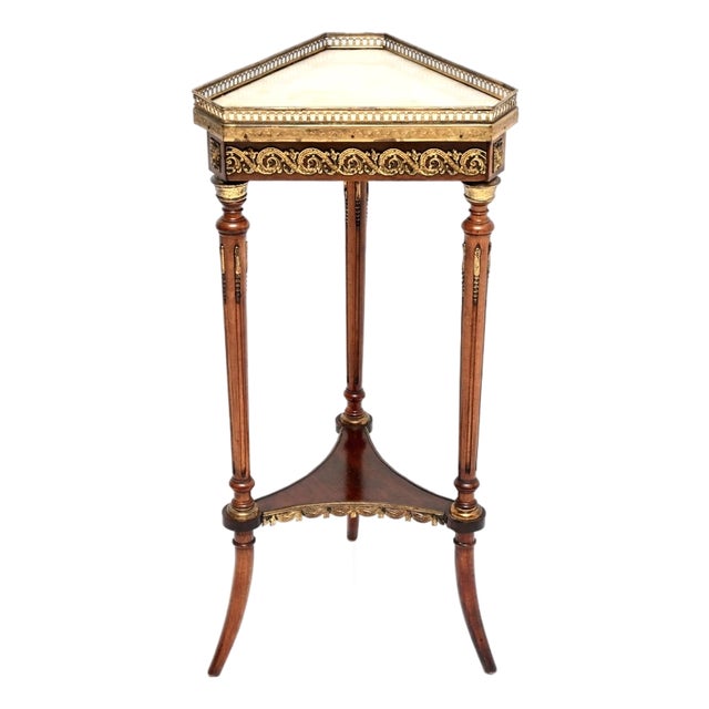 Antique French Marble Top Occasional Side Table, 1890 For Sale