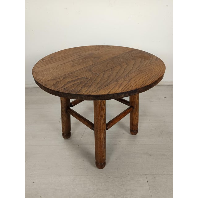 Brutalist Oak Pedestal Table attributed to Charles Dudouyt, 1940s For Sale - Image 15 of 15