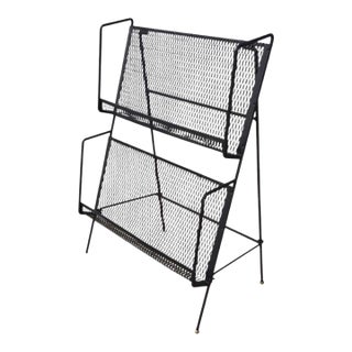 Vintage Black Metal Media Rack, Mid-Century Modern, 1950s Usa For Sale
