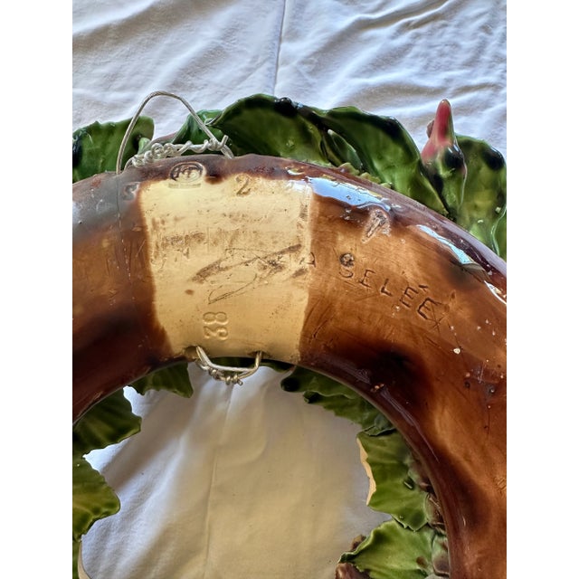 Majolica Floral Wreath, 19th Century A Selée For Sale In San Diego - Image 6 of 7