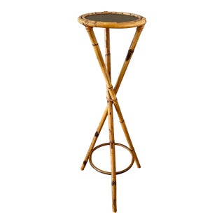 Attributed Bamboo Rosenthal Netter Rattan Tripod X Plant Stand For Sale