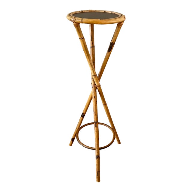 Attributed Bamboo Rosenthal Netter Rattan Tripod X Plant Stand For Sale
