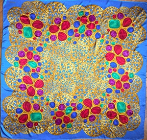 Chanel Large Silk Scarf Featuring Gripoix Jewelry, 1990