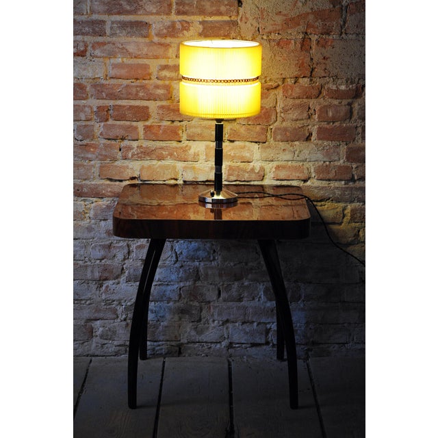 Art Deco Table Lamp in Chromed Steel, Beech and Parchment, Czech, 1940s For Sale - Image 11 of 12