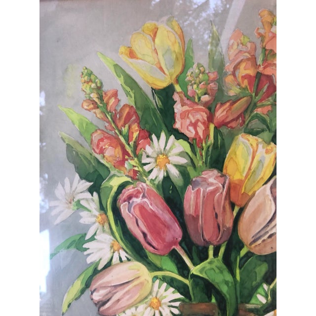 Celadon Vintage Schumacher Showroom Framed Wallpaper Print- Chinoiserie Botanical Still Life Watercolor Print For Sale - Image 8 of 11