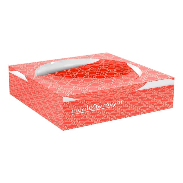 Sublime Trellis Salmon Acrylic Candy Catchall Dish, Small For Sale