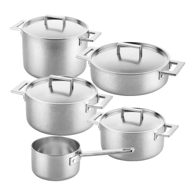 Mepra Attiva 10-Piece Cookware Set, Pewter For Sale