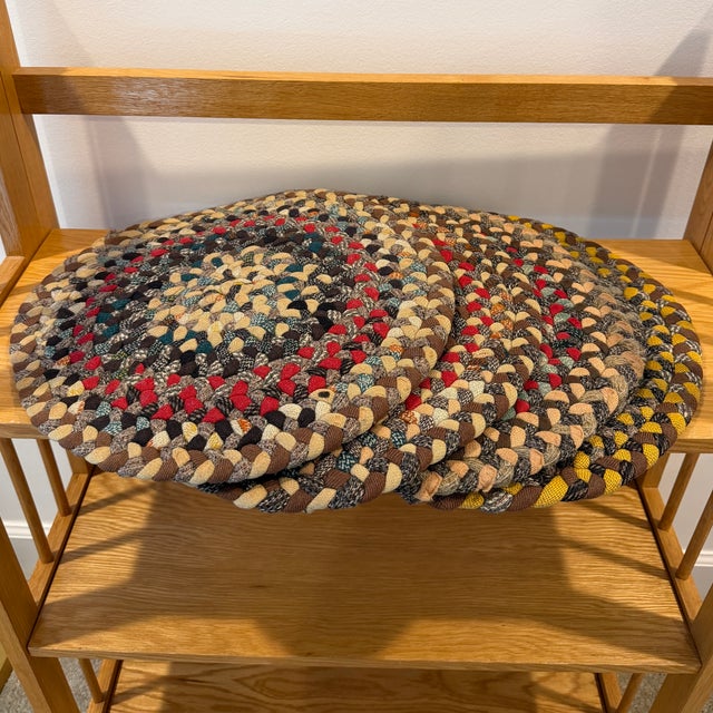 Charming Hand Braided Wool Chair Pad or Placemat Set of Four. Earth toned, hand crafted artisan textile mats. Cottage...