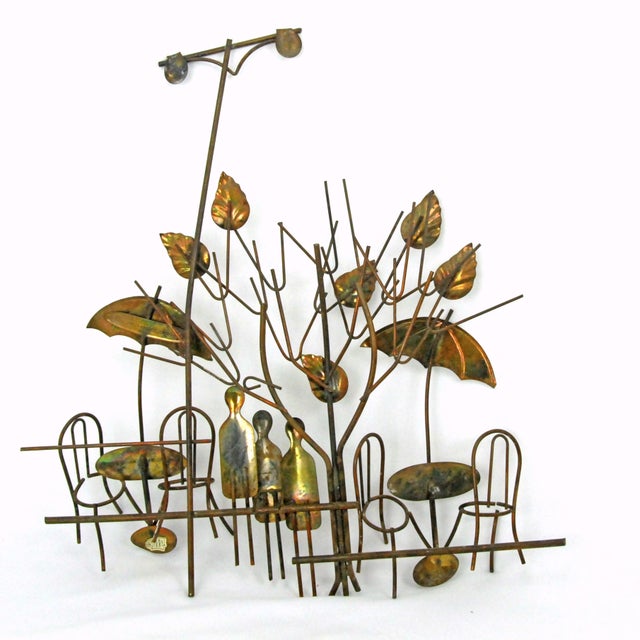 Mid-Century Modern Vintage Mid Century Enesco 3d Metal Wall Art Outdoor Cafe 1974 For Sale - Image 3 of 6